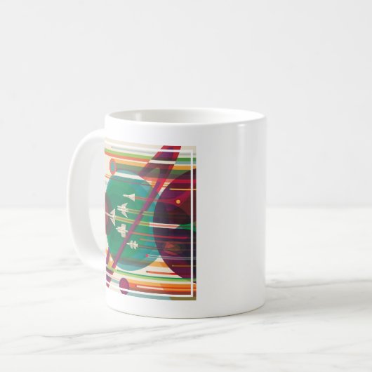 Retro Space Travel Poster - Zonnestelsel Grand Tou Koffiemok (Voorkant links)