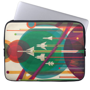 Retro Space Travel Poster - Zonnestelsel Grand Tou Laptop Sleeve