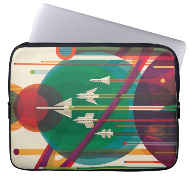 Retro Space Travel Poster - Zonnestelsel Grand Tou Laptop Sleeve (Voorkant)