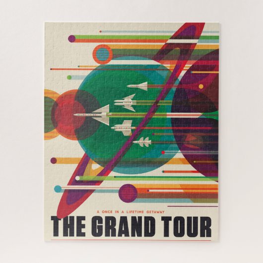 Retro Space Travel Poster - Zonnestelsel Grand Tou Legpuzzel (Verticaal)
