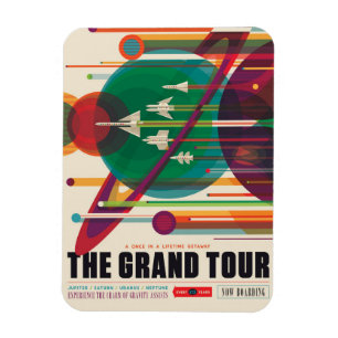 Retro Space Travel Poster - Zonnestelsel Grand Tou Magneet