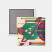 Retro Space Travel Poster - Zonnestelsel Grand Tou Magneet (Voorkant / Achterkant)