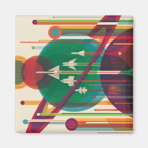 Retro Space Travel Poster - Zonnestelsel Grand Tou Magneet
