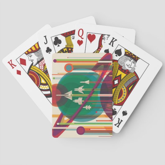 Retro Space Travel Poster - Zonnestelsel Grand Tou Pokerkaarten (Achterkant)