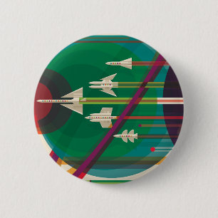 Retro Space Travel Poster - Zonnestelsel Grand Tou Ronde Button 5,7 Cm