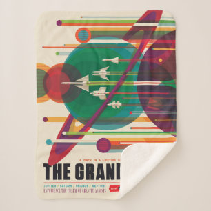 Retro Space Travel Poster - Zonnestelsel Grand Tou Sherpa Deken