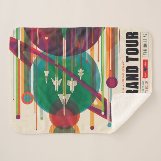 Retro Space Travel Poster - Zonnestelsel Grand Tou Sherpa Deken (Voorkant (horizontaal))