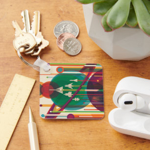 Retro Space Travel Poster - Zonnestelsel Grand Tou Sleutelhanger