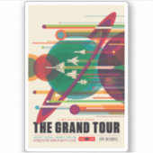 Retro Space Travel Poster - Zonnestelsel Grand Tou Sticker (Voorkant)