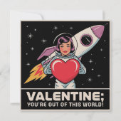 Retro Space Valentijn Je bent van een andere werel Feestdagenkaart (Voorkant)