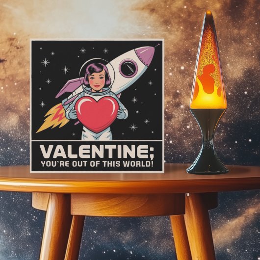 Retro Space Valentijn Jij bent van een andere plan Feestdagenkaart