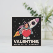 Retro Space Valentijnsanval Je bent van deze werel Feestdagenkaart (Staand voorkant)