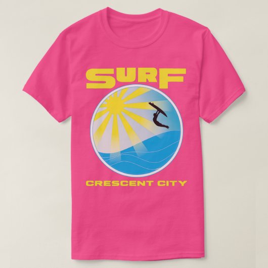 Retro SpaceAge Surf Crescent City California Yello T-shirt (Design voorkant)