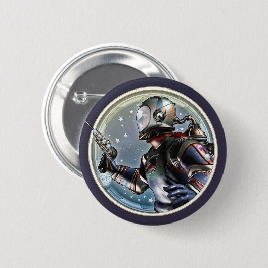 Retro Spaceman Round Button (Voorkant /achterkant)