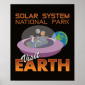 Retro Spaceship flying Saucer Funny Space Travel V Poster (Voorkant)