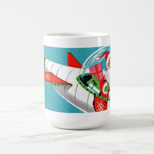 Retro Spaceship Santa Kerstmis Mok (volledige omhu (Center)