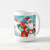 Retro Spaceship Santa Kerstmis Mok (volledige omhu (Voorkant rechts)