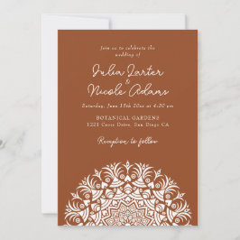 Retro Spanish Abstract Floral Mandala Wedding Kaart