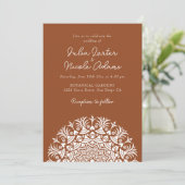 Retro Spanish Abstract Floral Mandala Wedding Kaart (Staand voorkant)