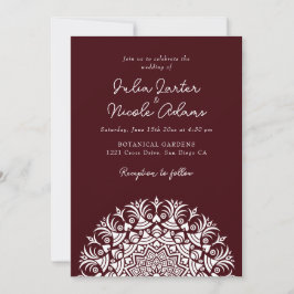 Retro Spanish Abstract Floral Mandala Wedding Kaart
