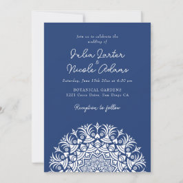 Retro Spanish Abstract Floral Mandala Wedding Kaart