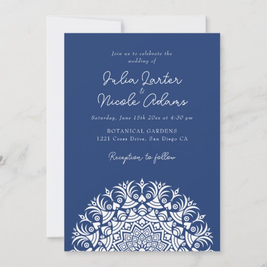 Retro Spanish Abstract Floral Mandala Wedding Kaart (Voorkant)