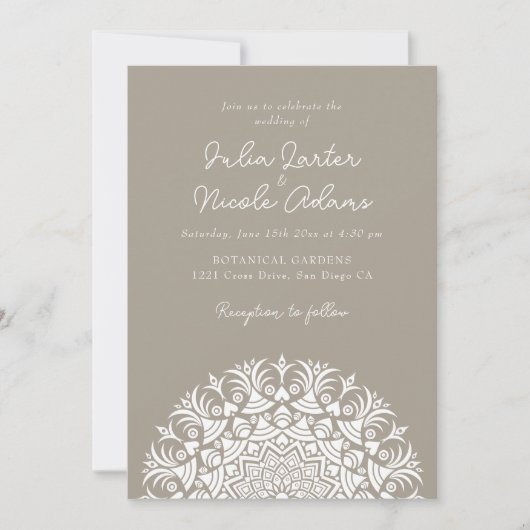 Retro Spanish Abstract Floral Mandala Wedding Kaart (Voorkant)