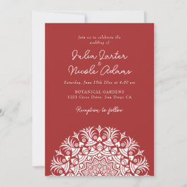 Retro Spanish Abstract Floral Mandala Wedding Kaart