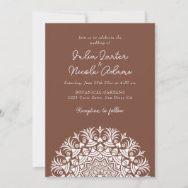 Retro Spanish Abstract Floral Mandala Wedding Kaart
