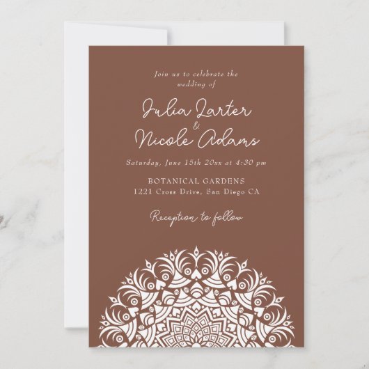 Retro Spanish Abstract Floral Mandala Wedding Kaart (Voorkant)