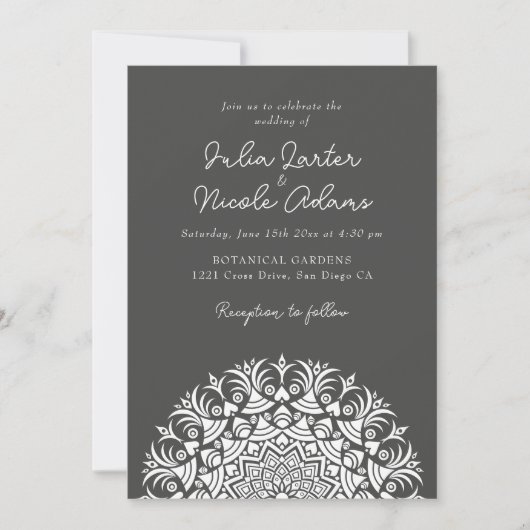 Retro Spanish Abstract Floral Mandala Wedding Kaart (Voorkant)