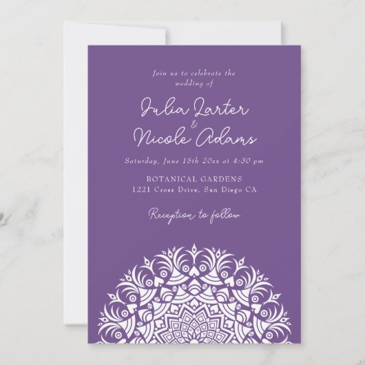 Retro Spanish Abstract Floral Mandala Wedding Kaart (Voorkant)