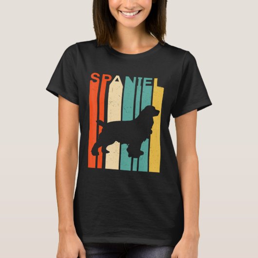 Retro Spanjaard Silhouette Dog Eigenaar T-shirt (Voorkant)