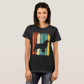 Retro Spanjaard Silhouette Dog Eigenaar T-shirt (Voorkant volledig)