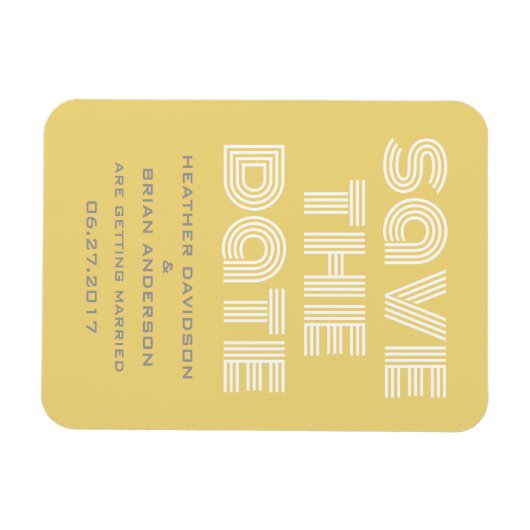 Retro sparen de Magneet van de Datum, Geel (Horizontaal)