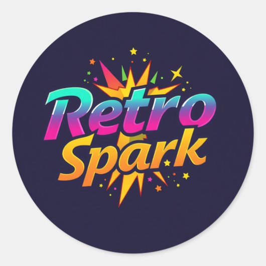 "Retro Spark Ronde Sticker (Voorkant)