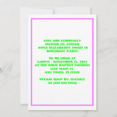 Retro Sparkle Neon Birthday Uitnodiging (Achterkant)