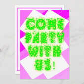 Retro Sparkle Neon Birthday Uitnodiging (Voorkant / Achterkant)