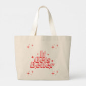 Retro Sparkle Typografie Boodschappentas Grote Tote Bag (Achterkant)