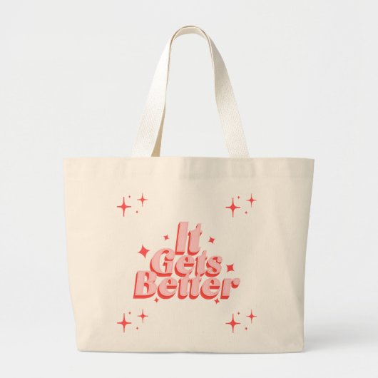 Retro Sparkle Typografie Boodschappentas Grote Tote Bag (Voorkant)