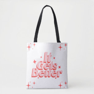 Retro Sparkle Typografie Boodschappentas Tote Bag