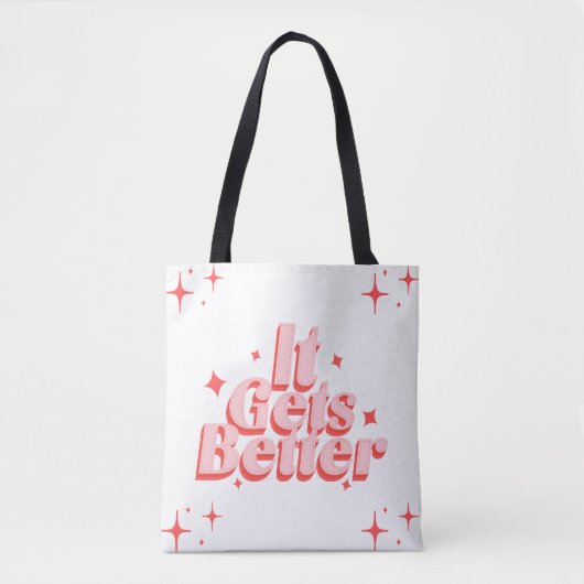 Retro Sparkle Typografie Boodschappentas Tote Bag (Voorkant)