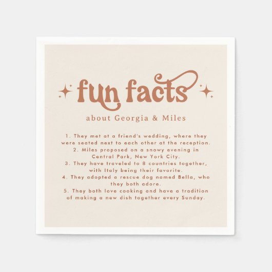 Retro Sparkles Leuke Feiten Trouwservetten Servet (Voorkant)