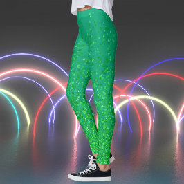 Retro Sparkles op Groen Blauw Print Leggings