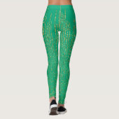 Retro Sparkles op Groen Blauw Print Leggings (Achterkant)