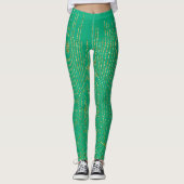 Retro Sparkles op Groen Blauw Print Leggings (Voorkant)
