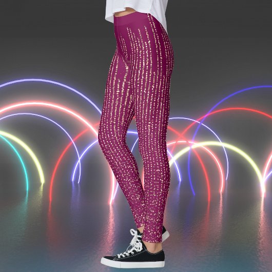 Retro Sparkles op Wijn Red Print Leggings