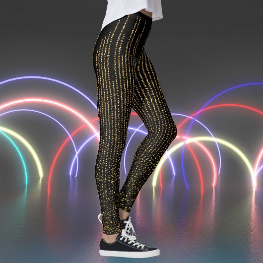 Retro Sparkles op Zwarte Print Leggings