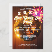 Retro Sparkly Gold Disco Ball New Year's Eve Party Kaart (Voorkant)