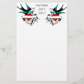 Retro Sparrow Tattoo Multomap Briefpapier (Voorkant)